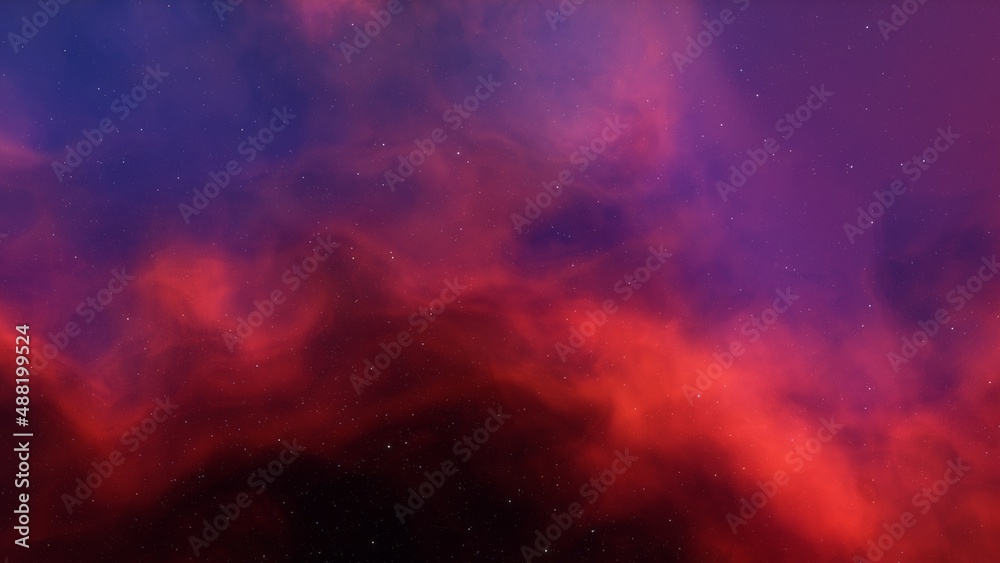 colorful space background with stars, nebula gas cloud in deep outer space, science fiction illustrarion 3d illustration
