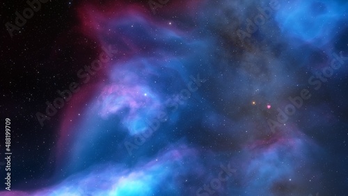 colorful space background with stars  nebula gas cloud in deep outer space  science fiction illustrarion 3d illustration 