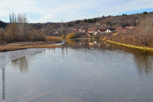 Bild auf Leinwand Inflow of river Zamna in Danube