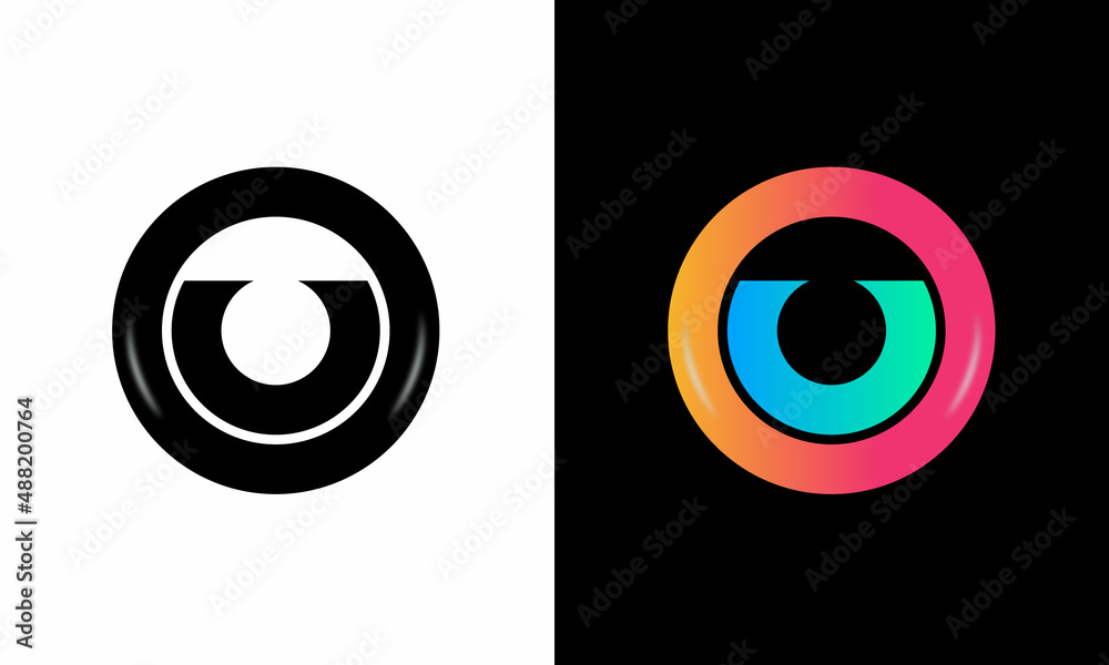 initial letter logo U inside circle shape, OU, UO, U inside O rounded upper case black monogram initial letter logo U inside circle shape, OU, UO, U inside O rounded upper case black monogram