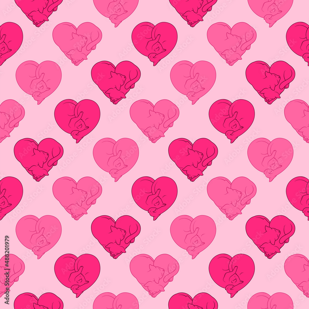 Heart shaped cats pattern