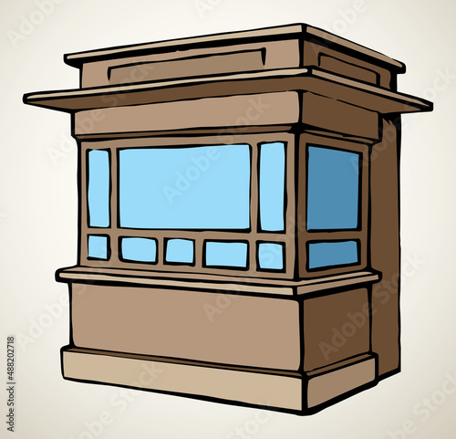 Shop stall. Vector drawing kiosk
