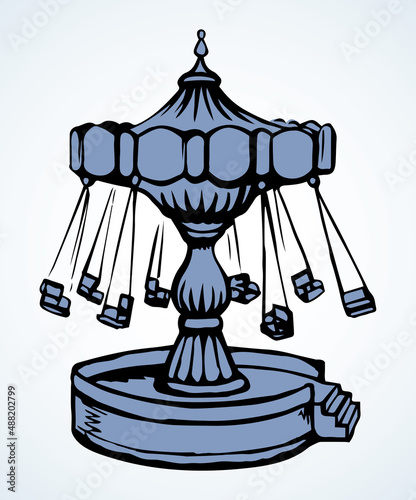 Attraction carousel. Vector doodle symbol