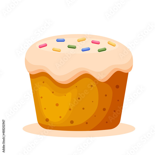 Traditional pastry for Easter -  Easter cake. Vector illustration in flat cartoon style.
