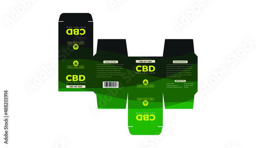 Hemp or CBD cream square size label design or packaging design template