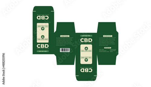 Hemp or CBD cream square size label design or packaging design template