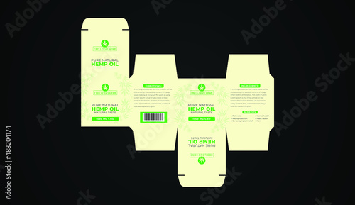 Hemp or CBD cream square size label design or packaging design template