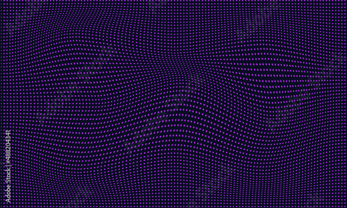 A wave of particles on a dark background. Technological background. Template for presentations.