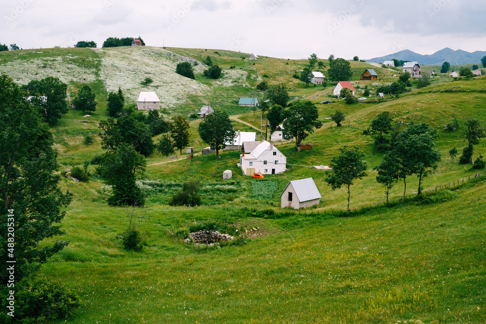 Small village in the mountains in Durmitor National Park. Montenegro, north