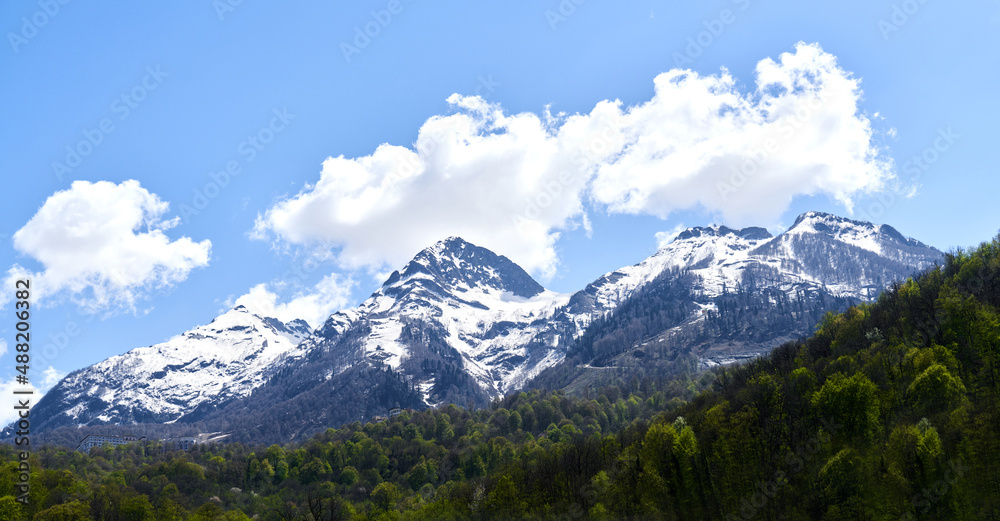 Mountain summer landscape, blue sky, sochi russia