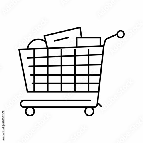shop cart with purchases line icon vector illustration