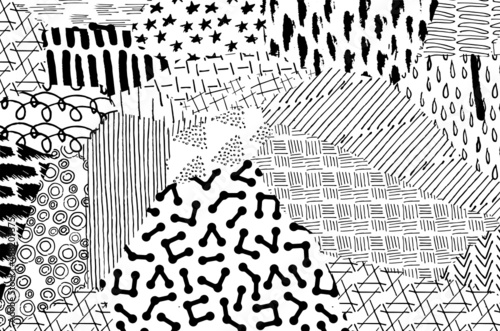 Abstract black strokes, Hand sketched Vector Pattern. Abstract background in geometric style. Abstract multicolored geometric pattern	