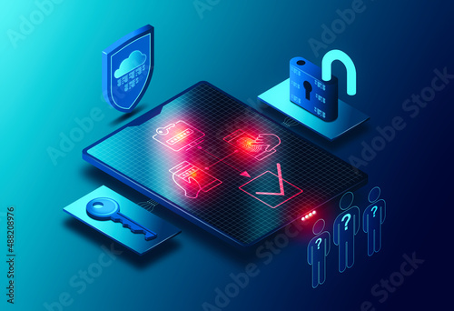 Multi-Factor Authentication Concept - MFA - Cybersecurity Solutions - 3D Illustration photo