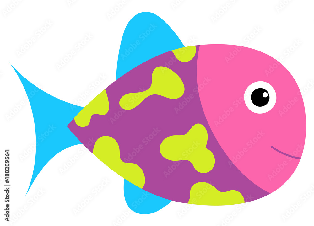 fish flat design, isolated on white background vector