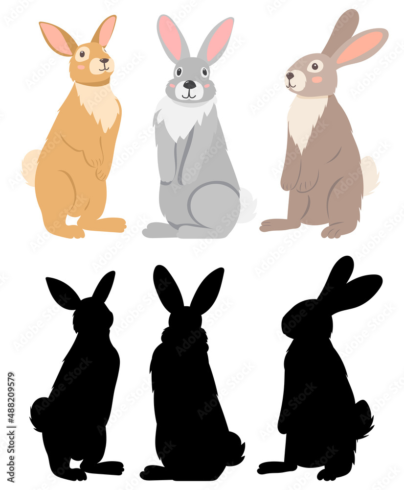 hare, rabbit flat design, on white background, isolated vector