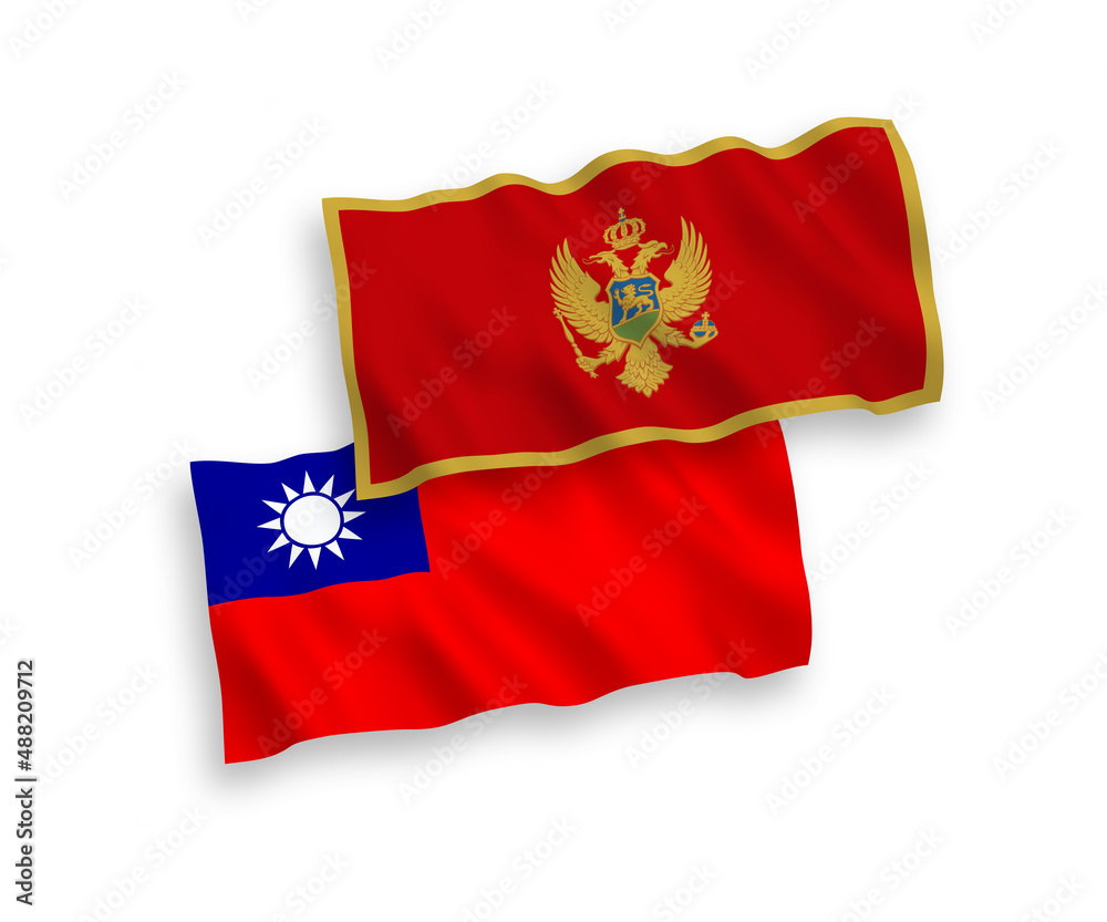 Flags of Montenegro and Taiwan on a white background Flags of Montenegro and Taiwan on a white background