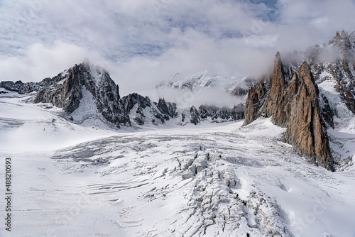 The Geant Glacier in the Mont Blanc massif photo