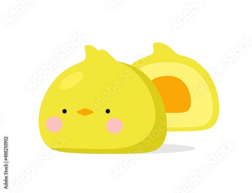 Mochi character design. Japanese cartoon desserts. vector illustration in a flat style.
