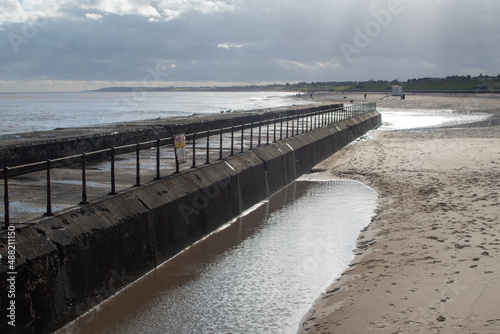 Sea defences/wall barrier with views looking towards the beach at Gorleston-on-sea in Norfolk, UK © Christopher Keeley
