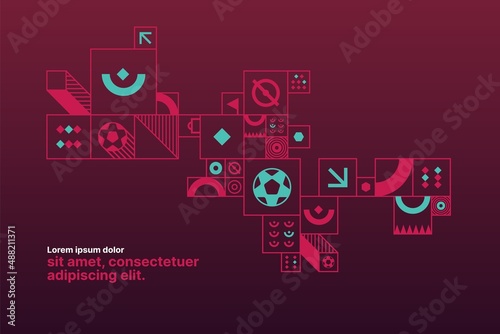 Sports background for event, tournament, invitation, or cup. Layout design template with geometric shapes. Championship in Qatar. Sports background trend 2022.