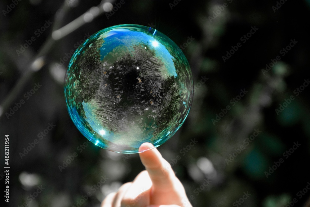 soap bubbles in hands