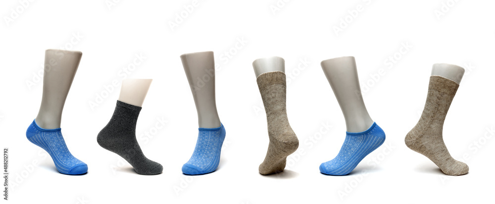 women's socks of different design on a white background