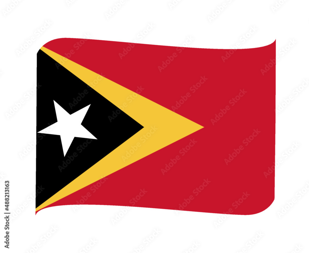 East Timor Flag National Asia Emblem Ribbon Icon Vector Illustration Abstract Design Element