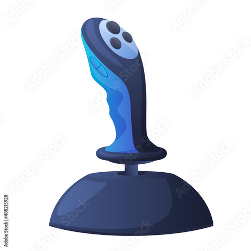 Game joystick vector flat illustration. Electronic console level arm controller with buttons