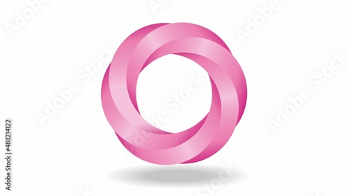 Symbol in pink, vortex, braid, swirl. Isolated on white. Vector illustration.