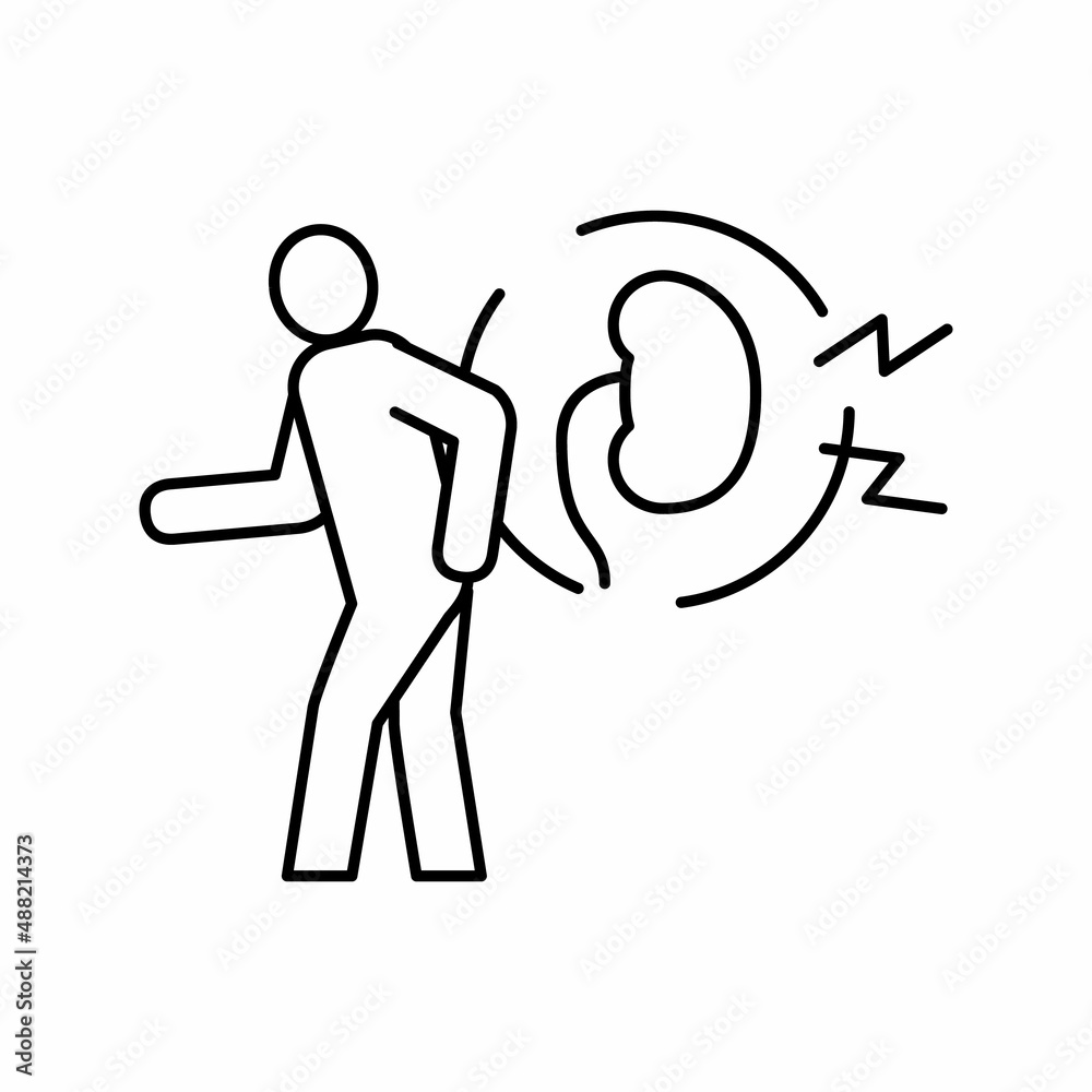 Obraz premium pain kidneys line icon vector illustration