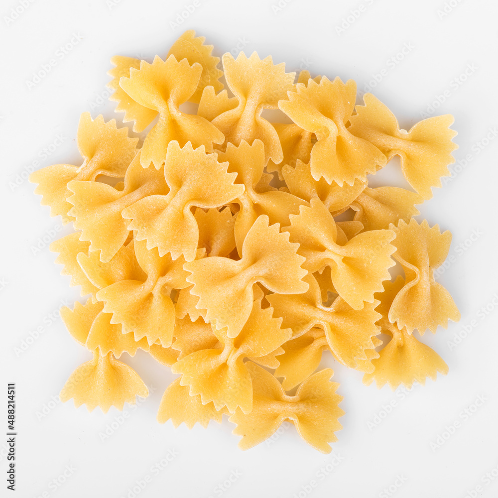 Farfalle placed on a white background Farfalle placed on a white background
