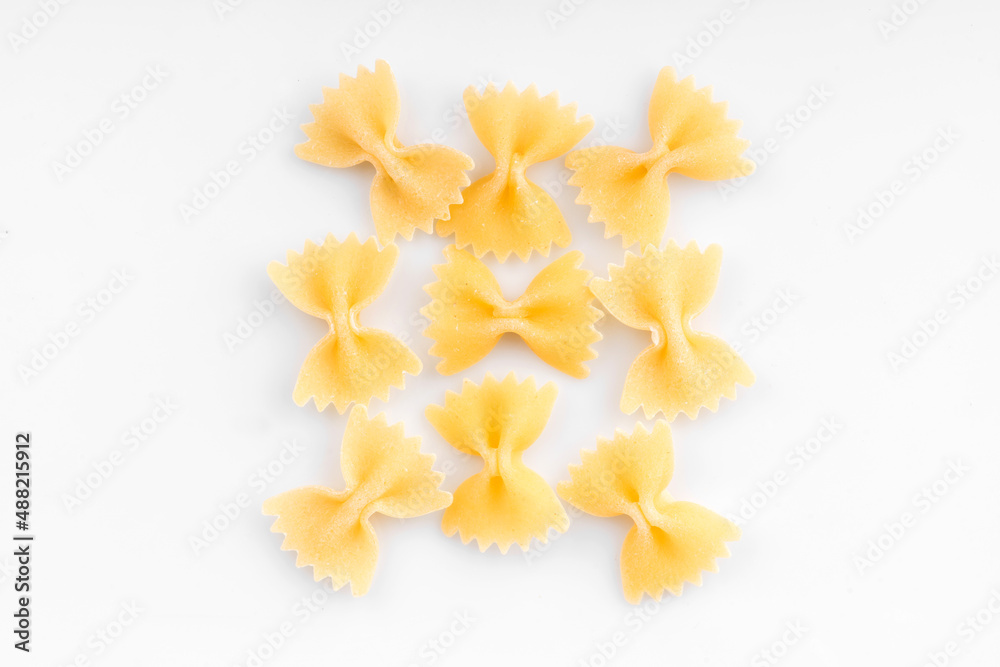 Farfalle placed on a white background Farfalle placed on a white background