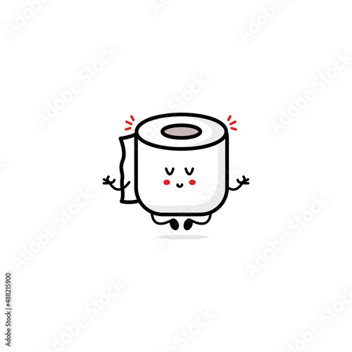 Cute funny happy poop and toilet paper friends. Vector hand drawn cartoon character illustration icon. Funny cartoon poop and toilet mascot character concept