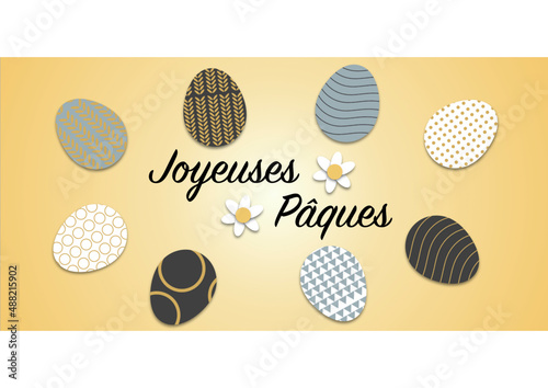 Belle illustration de Pâques avec des oeufs et des fleurs