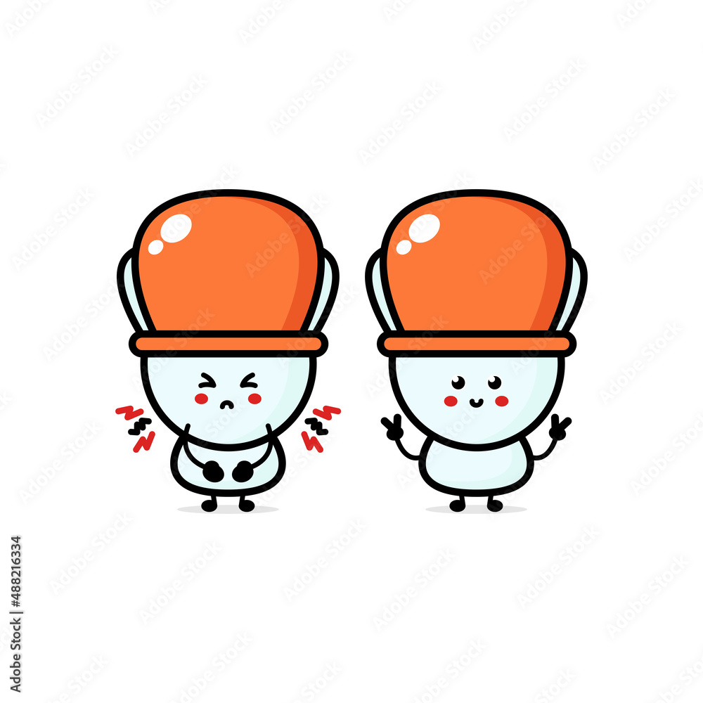 Cute funny smiling happy toilet bowl. Vector flat cartoon character