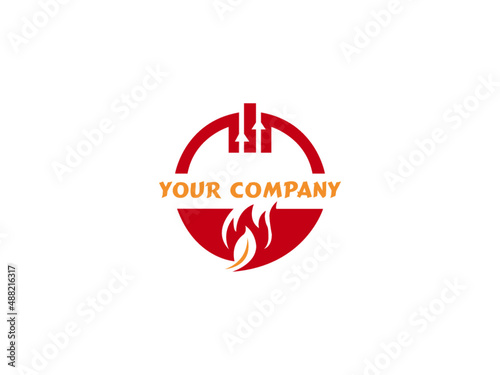 Minimal burning logo vector and template