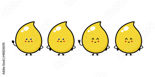 Cute happy smiling urine drop with question mark and character. Vector modern trendy flat style cartoon illustration icon design. Isolated on white background