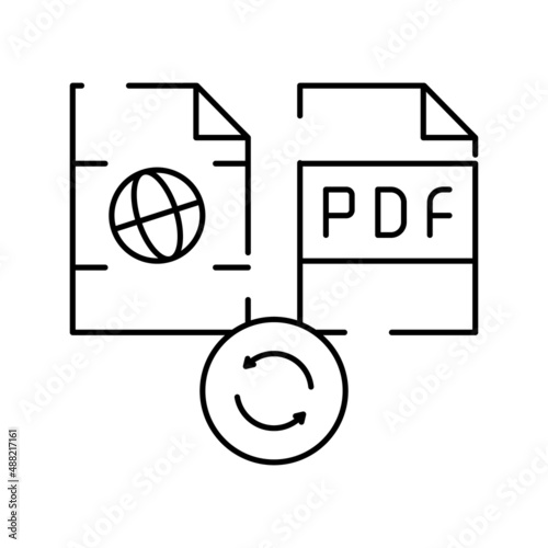 convert web site page to pdf file line icon vector illustration