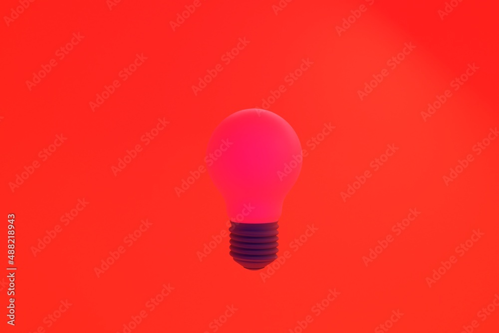Illustration 3d rendering red Light bulb on red background. Illustration 3d rendering red Light bulb on red background.