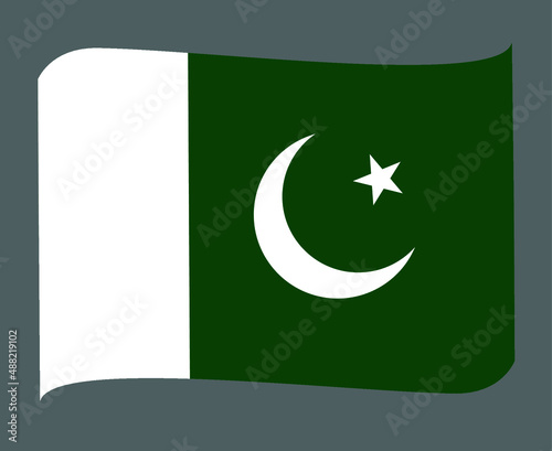 Pakistan Flag National Asia Emblem Ribbon Icon Vector Illustration Abstract Design Element