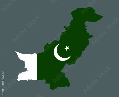 Pakistan Flag National Asia Emblem Map Icon Vector Illustration Abstract Design Element