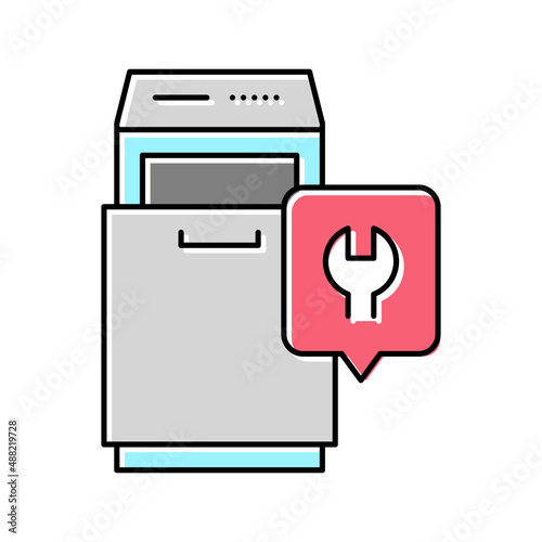 trash compactor repair color icon vector illustration