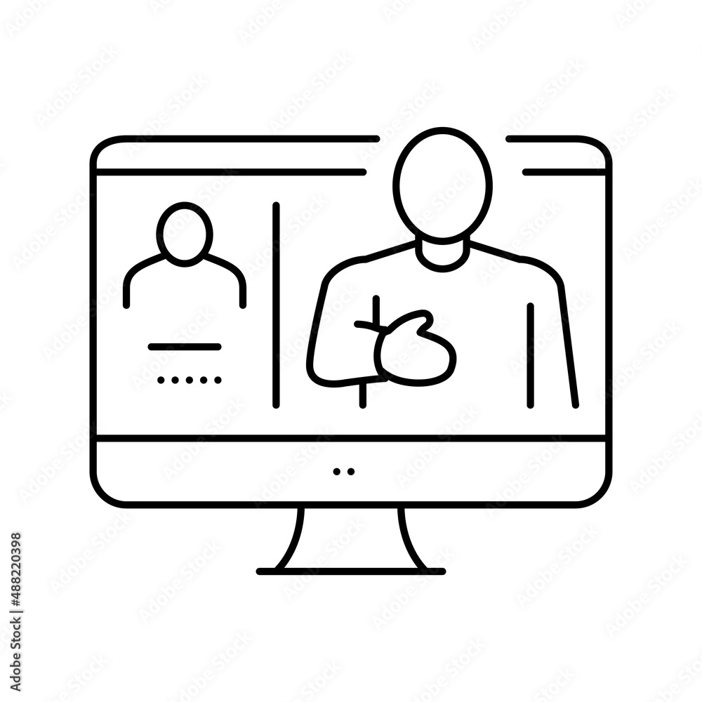 online call with customer line icon vector illustration online call with customer line icon vector illustration