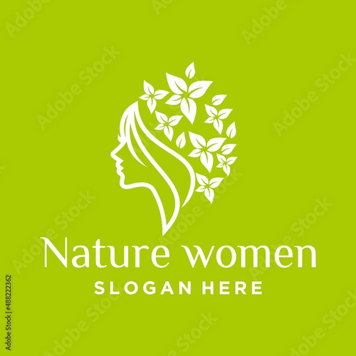 Pure beauty logo design with leaf art pure beauty logo natural concept