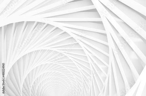 Abstract white spirals background. 3d render