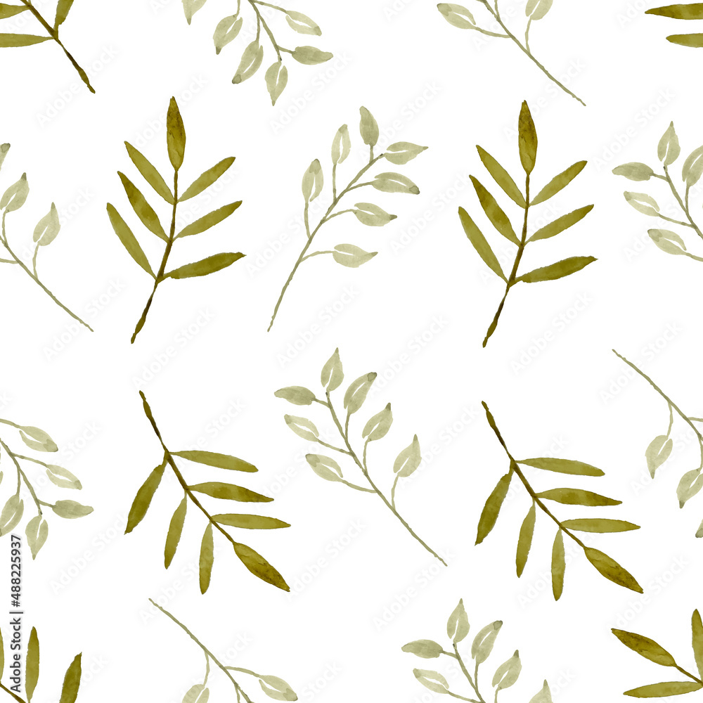 Watercolor leaf seamless pattern Watercolor leaf seamless pattern
