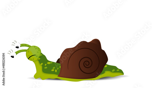 cute cartoon snail tired stress depression frustated character photo