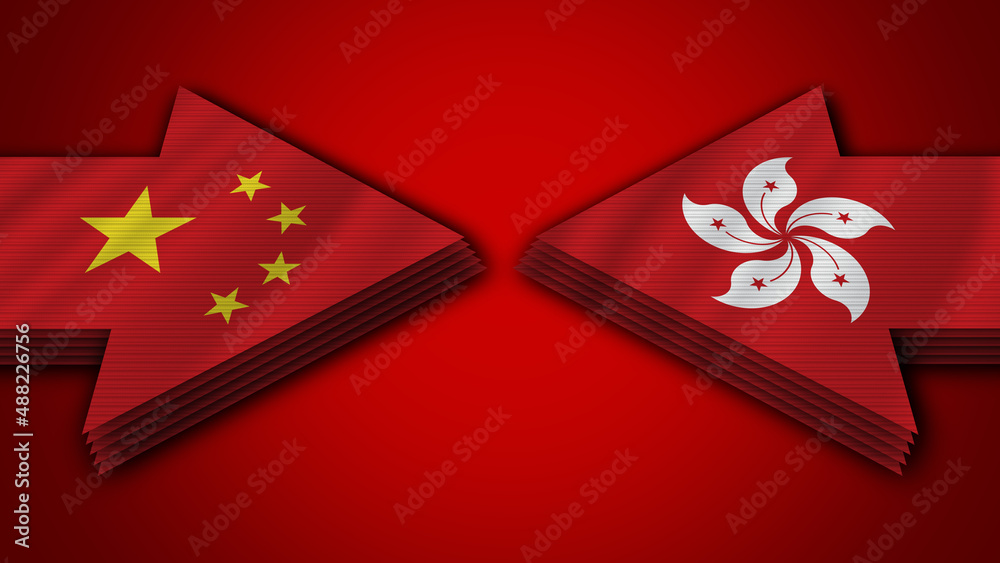 Hong Kong vs China Arrow Flags – 3D Illustration Hong Kong vs China Arrow Flags – 3D Illustration