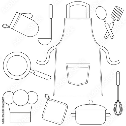 Cooking utensils, kitchenware icons isolated on white