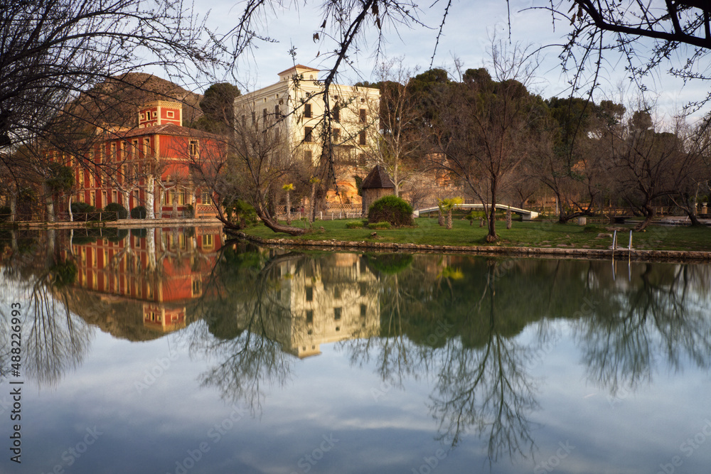 Thermal lake in Alhama de Aragon, famous for its spas, Spain